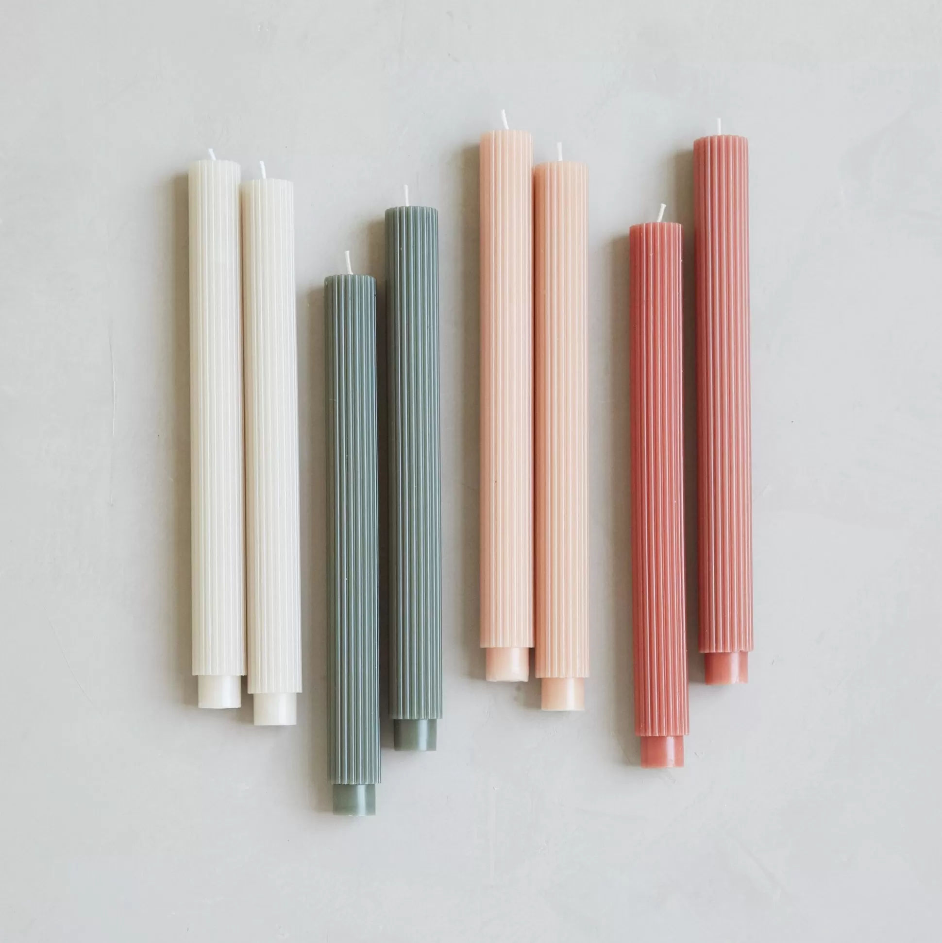 Ribbed Taper Candle, Set of 2, Clay^Be Home Hot