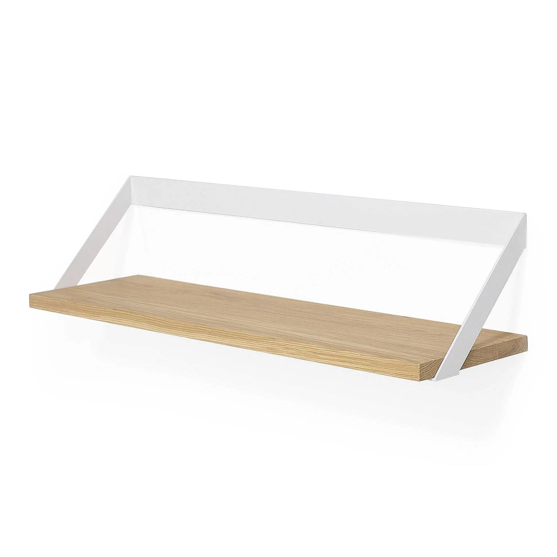 Be Home Shelving<Ribbon Solid Oak Shelf with White Metal, 27.5"