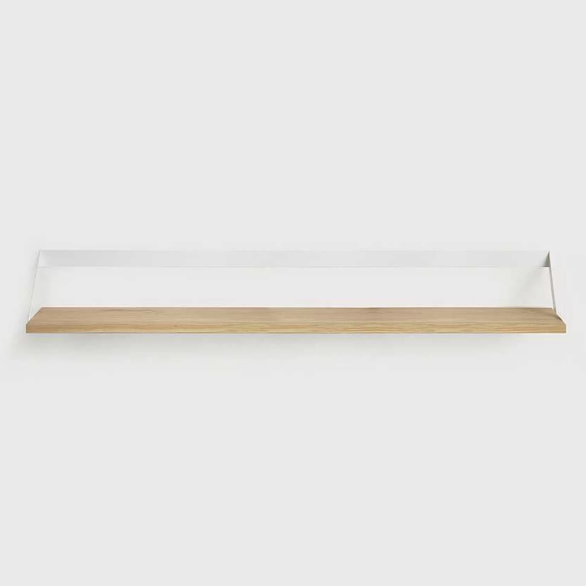 Be Home Shelving<Ribbon Solid Oak Shelf with White Metal, 55"