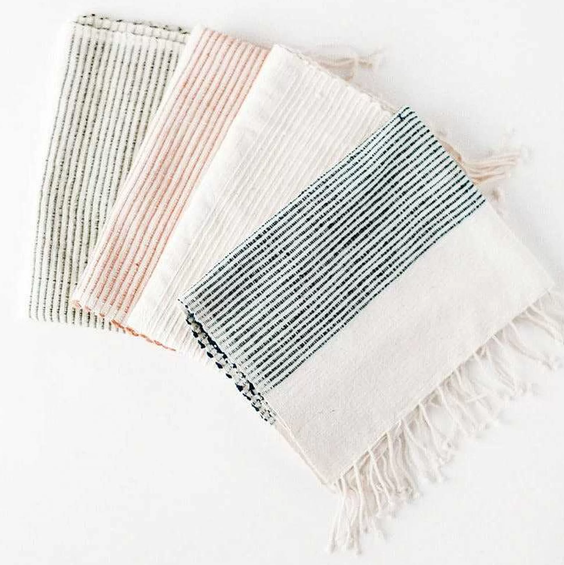 Be Home Hand Towels<Riviera Striped Cotton Hand Towel, Natural with Blush