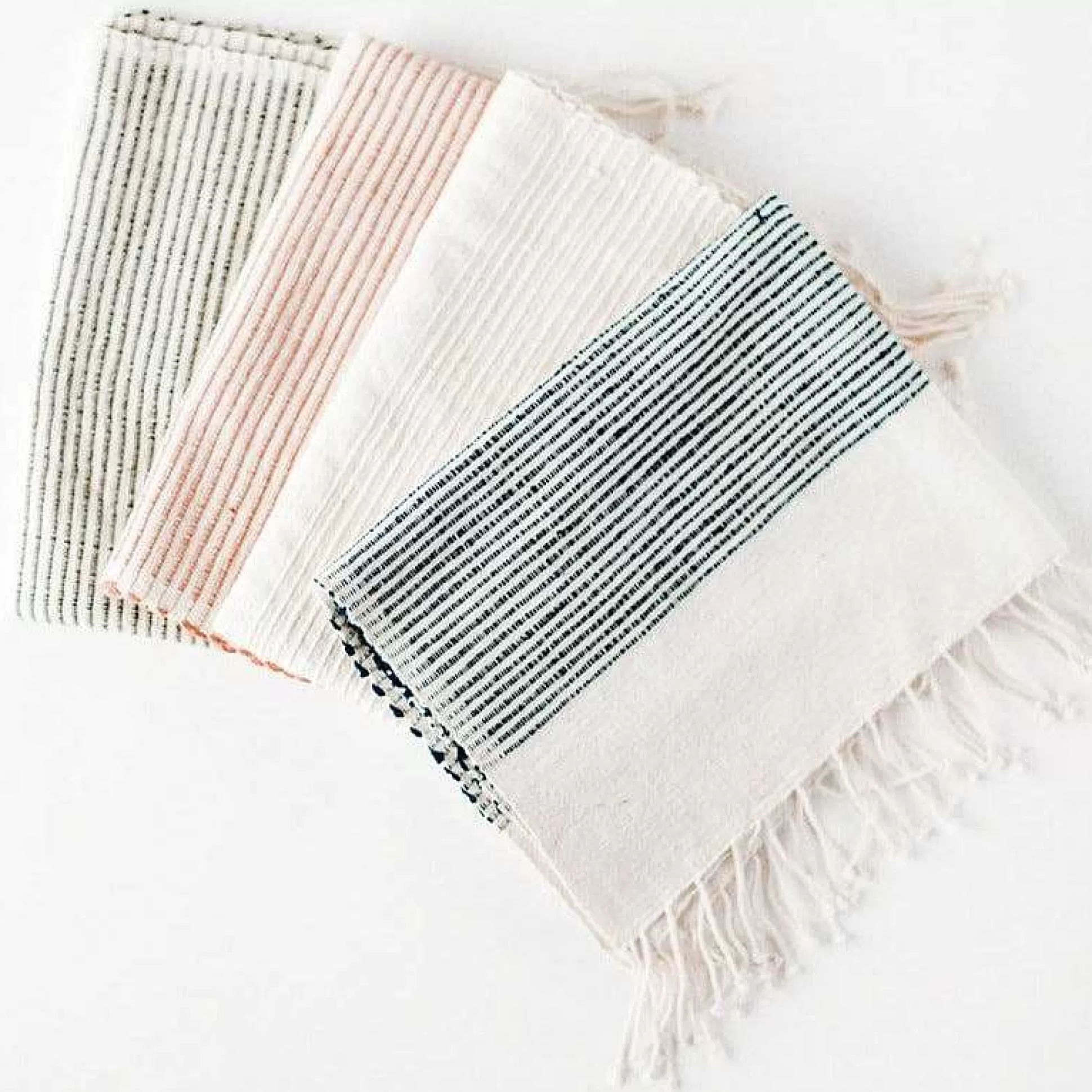 Be Home Hand Towels<Riviera Striped Cotton Hand Towel, Natural with Grey