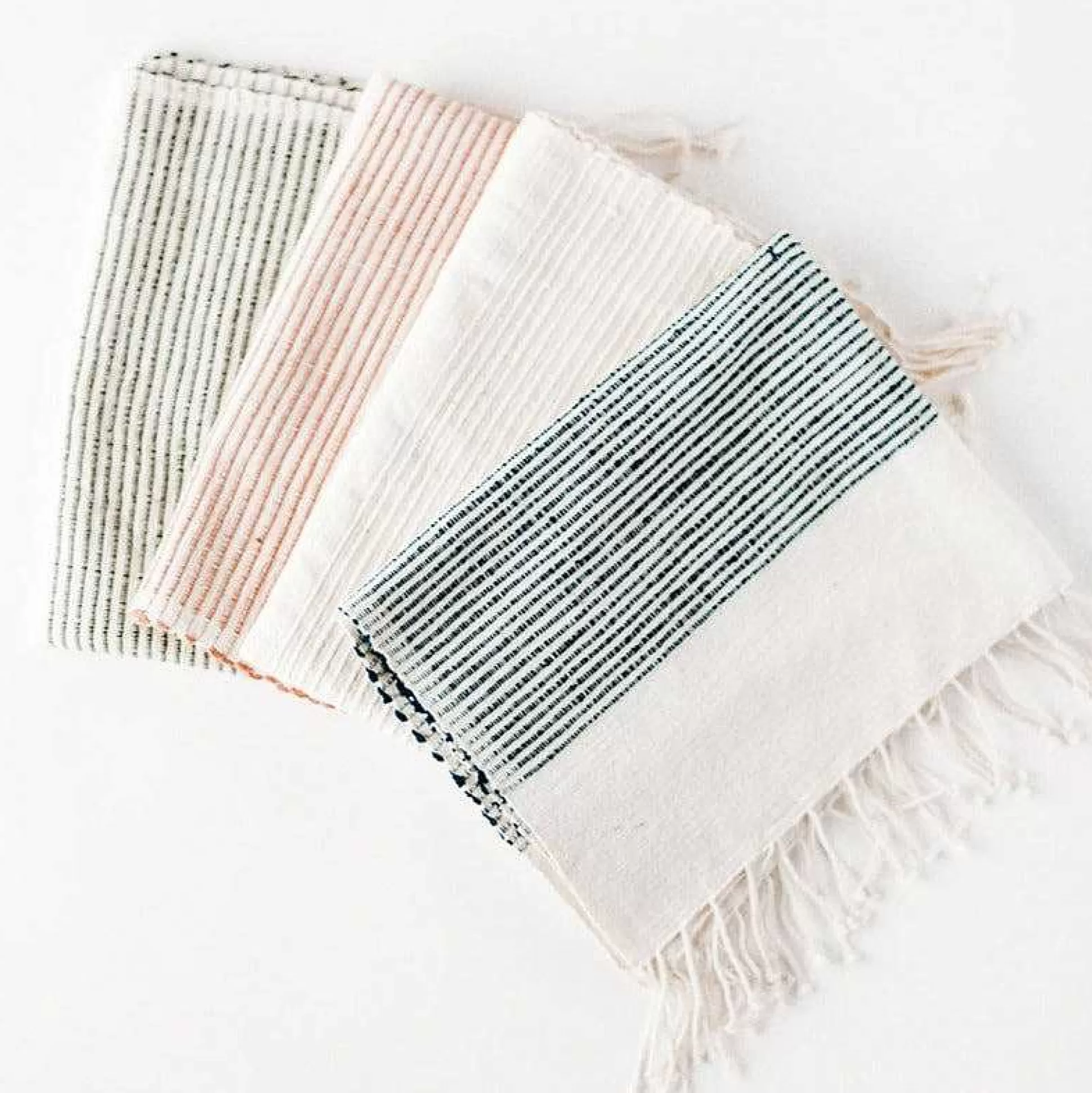 Be Home Hand Towels<Riviera Striped Cotton Hand Towel, Natural with Navy