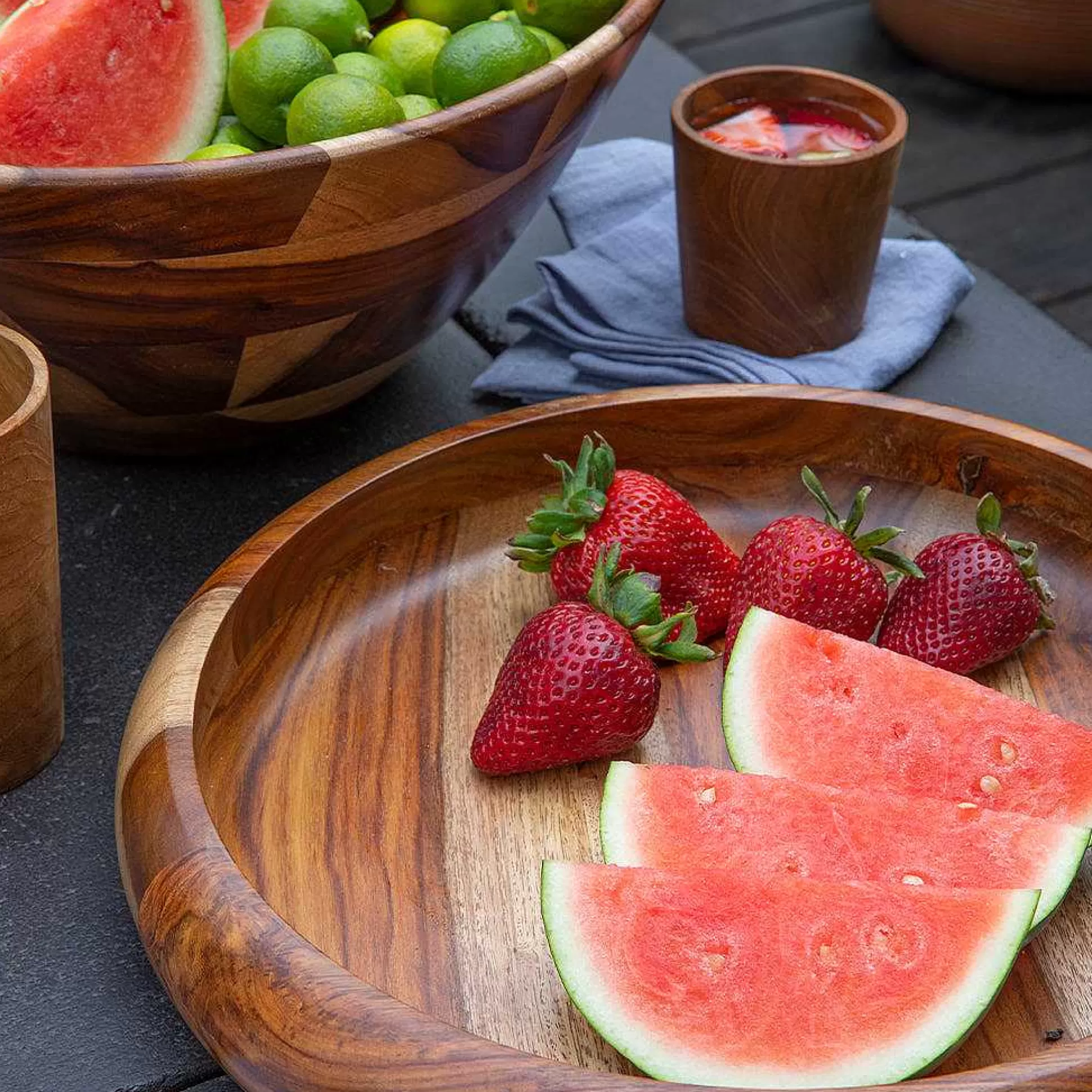 Be Home Wood Serving Bowls<Rosewood Low Bowl