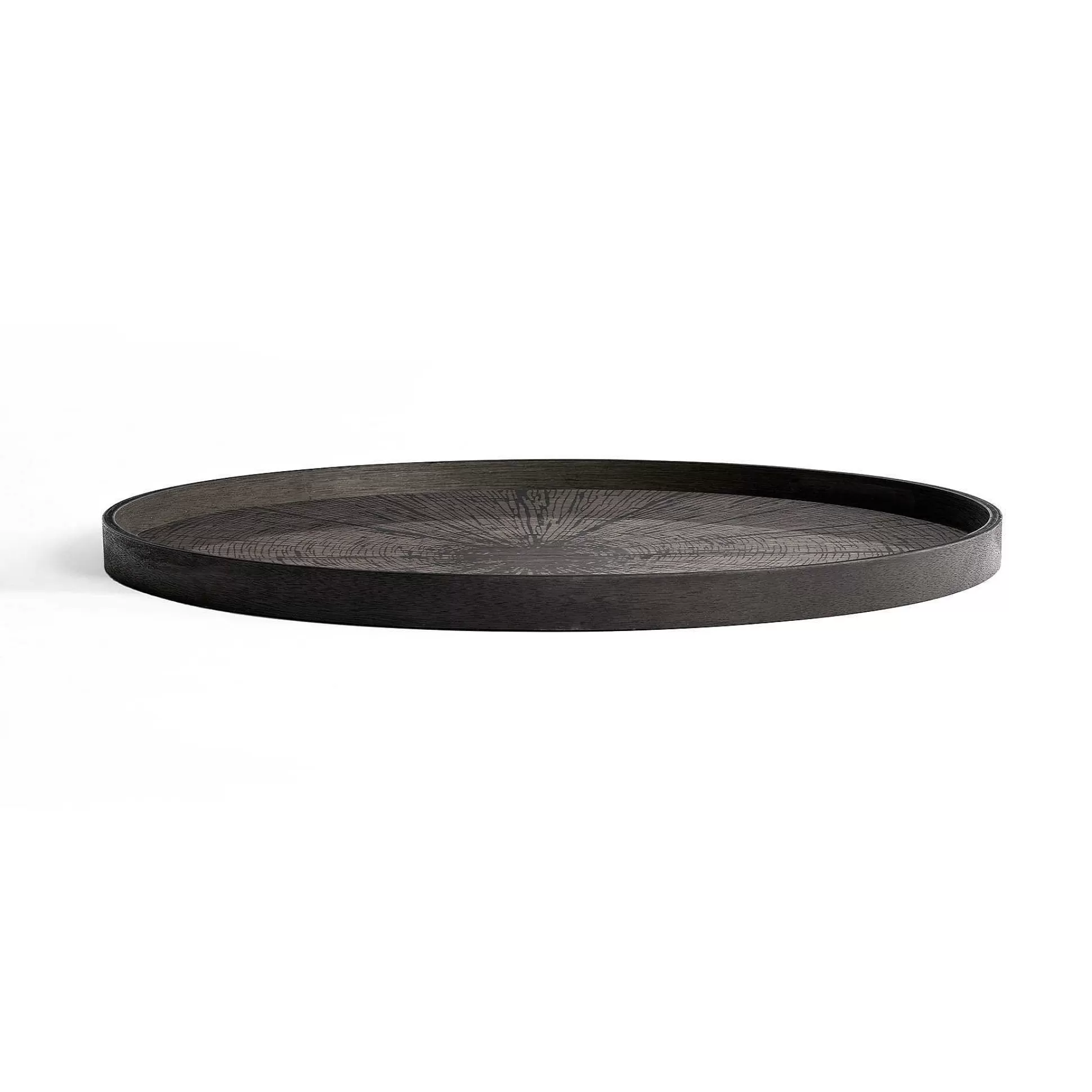 Be Home Trays<Round Black Slice Varnished Wood Tray, Extra Large