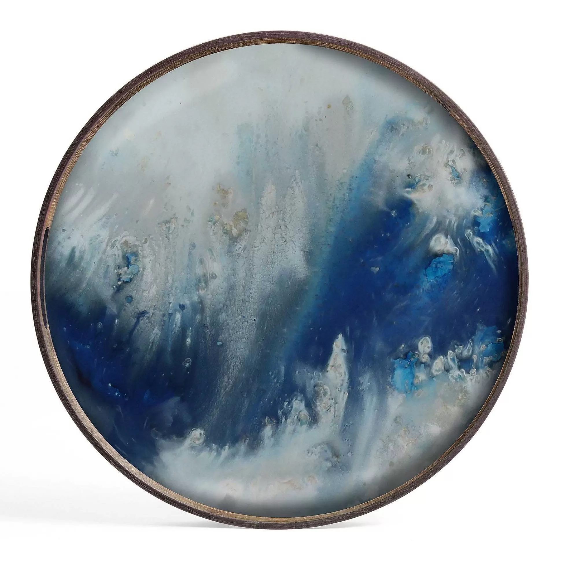 Be Home Trays<Round Glass Organic Tray, Blue Mist