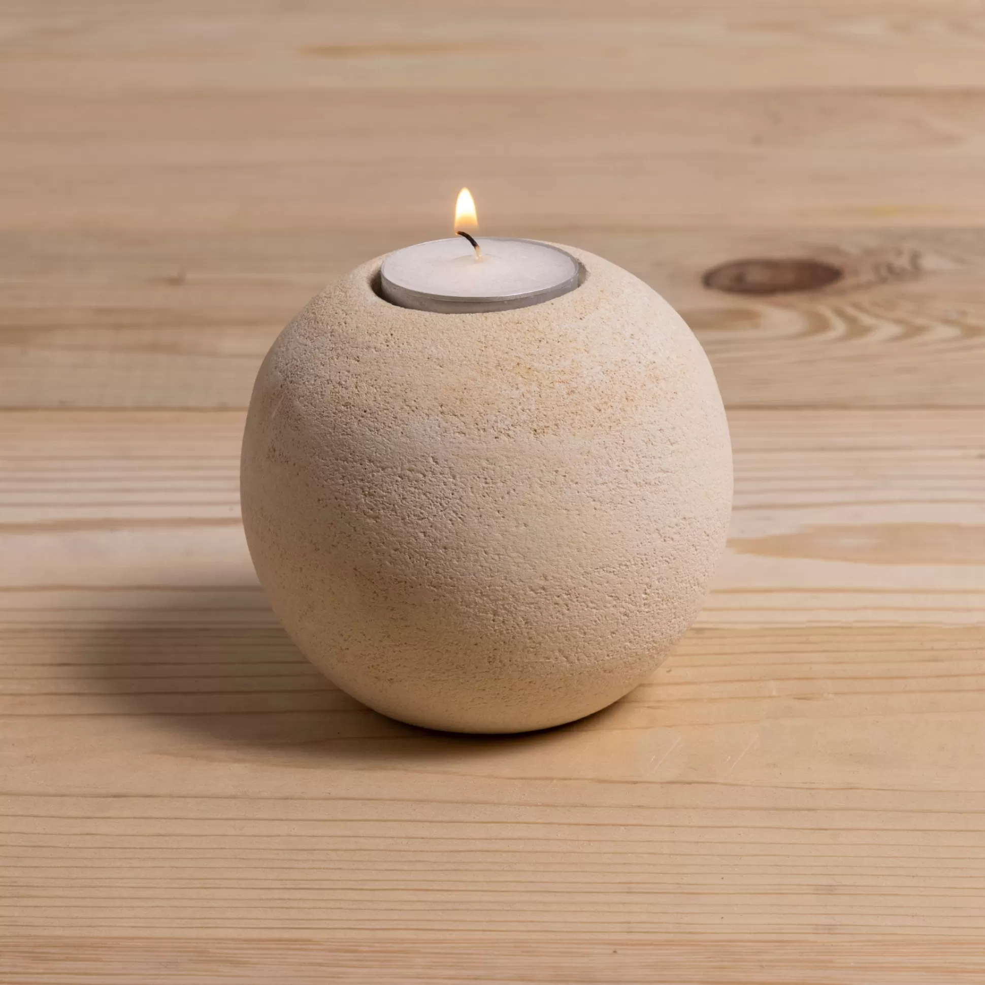 Round Sandstone Tea-light Holder, Large^Be Home Sale