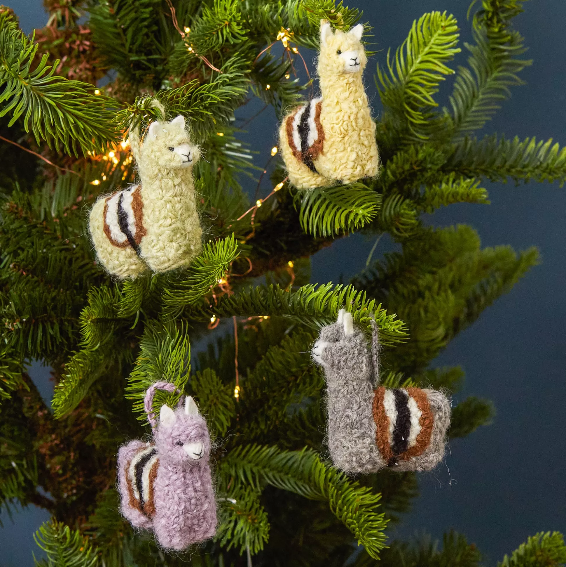 Saddled Alpaca Ornament, Set of 4^Be Home New