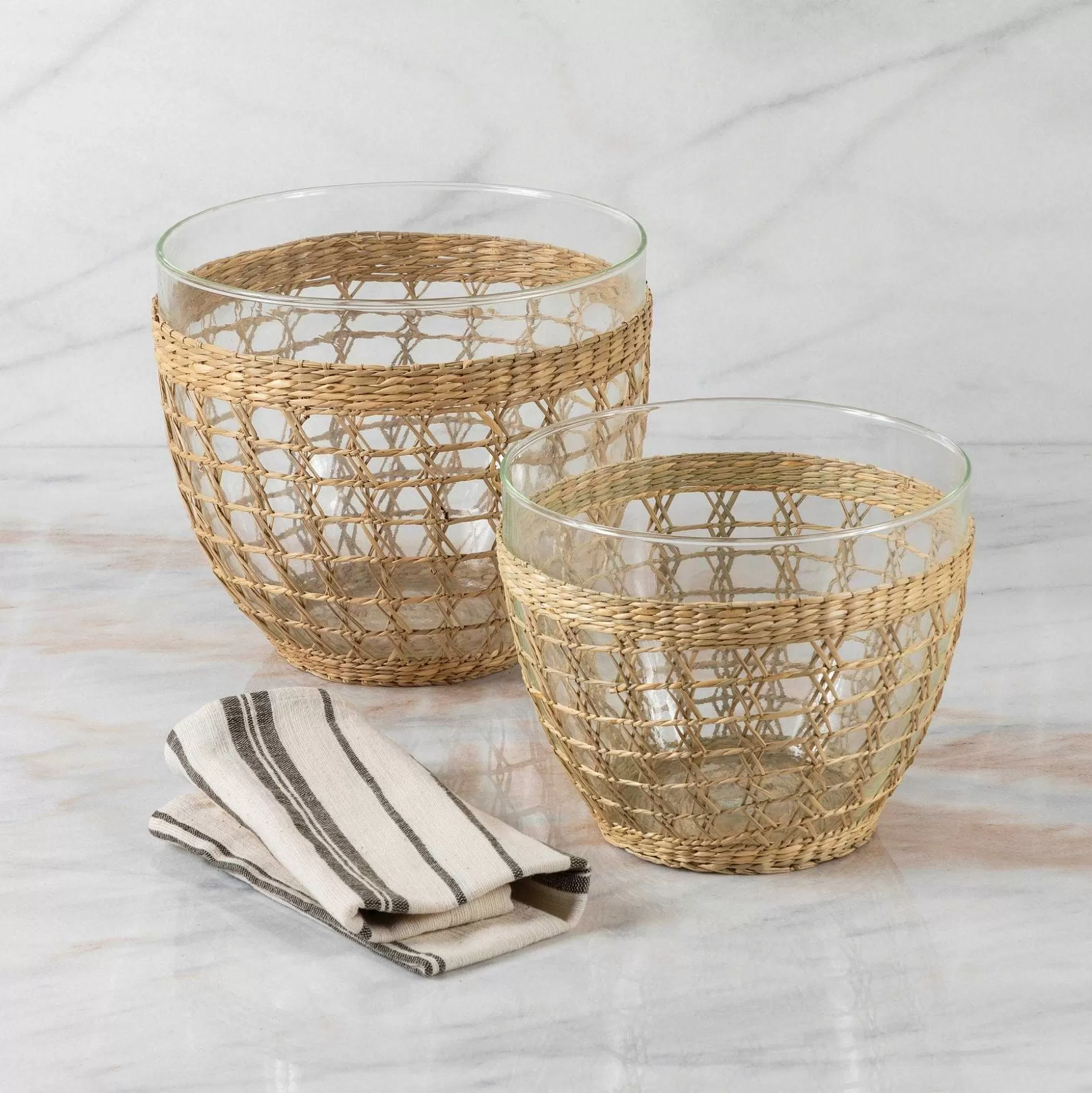 Be Home Glass Serving Bowls<Seagrass Cage Salad Bowl, Large