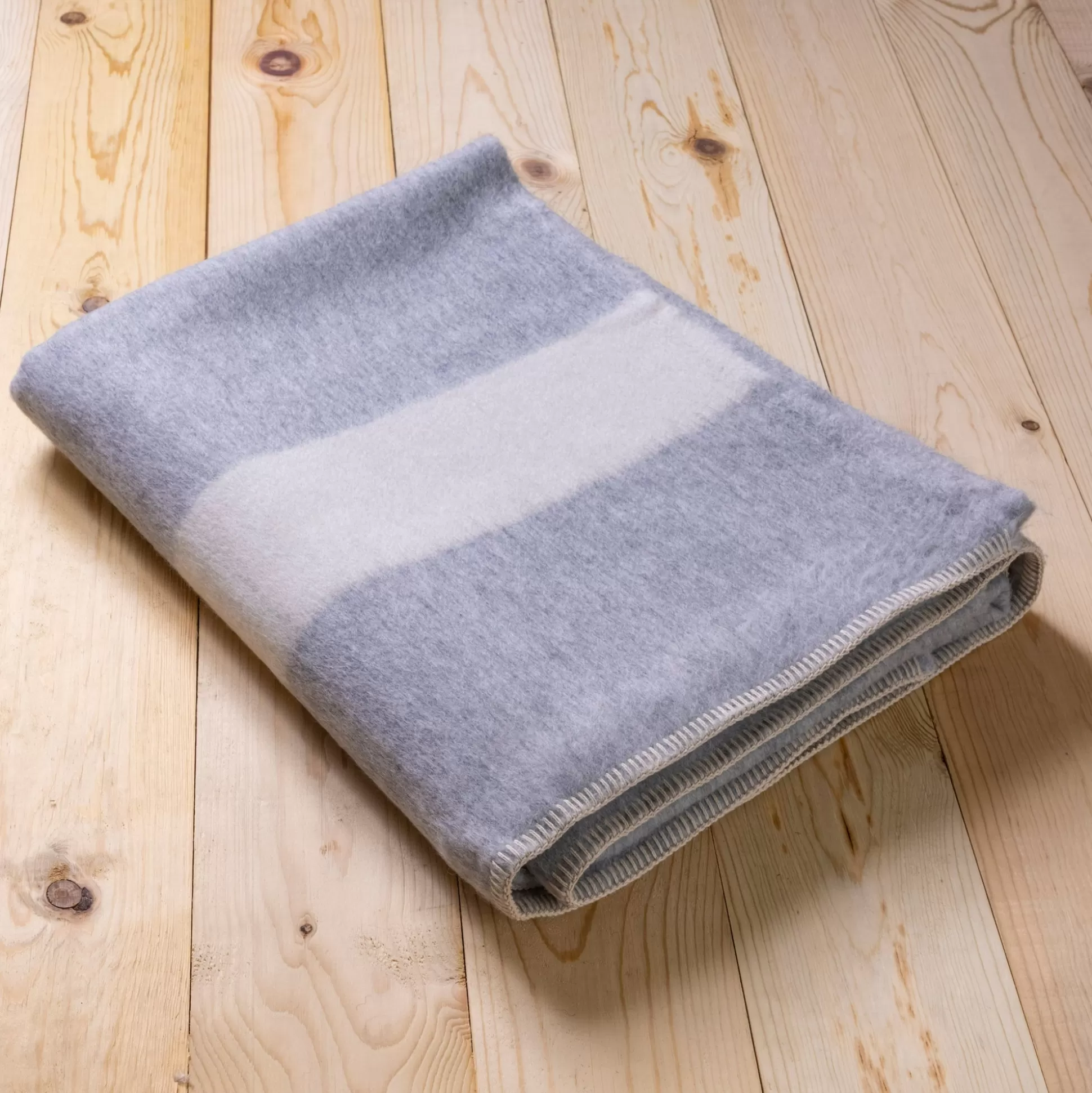 Siempre Blanket, Light Heather with Ivory Stripe^Be Home Shop