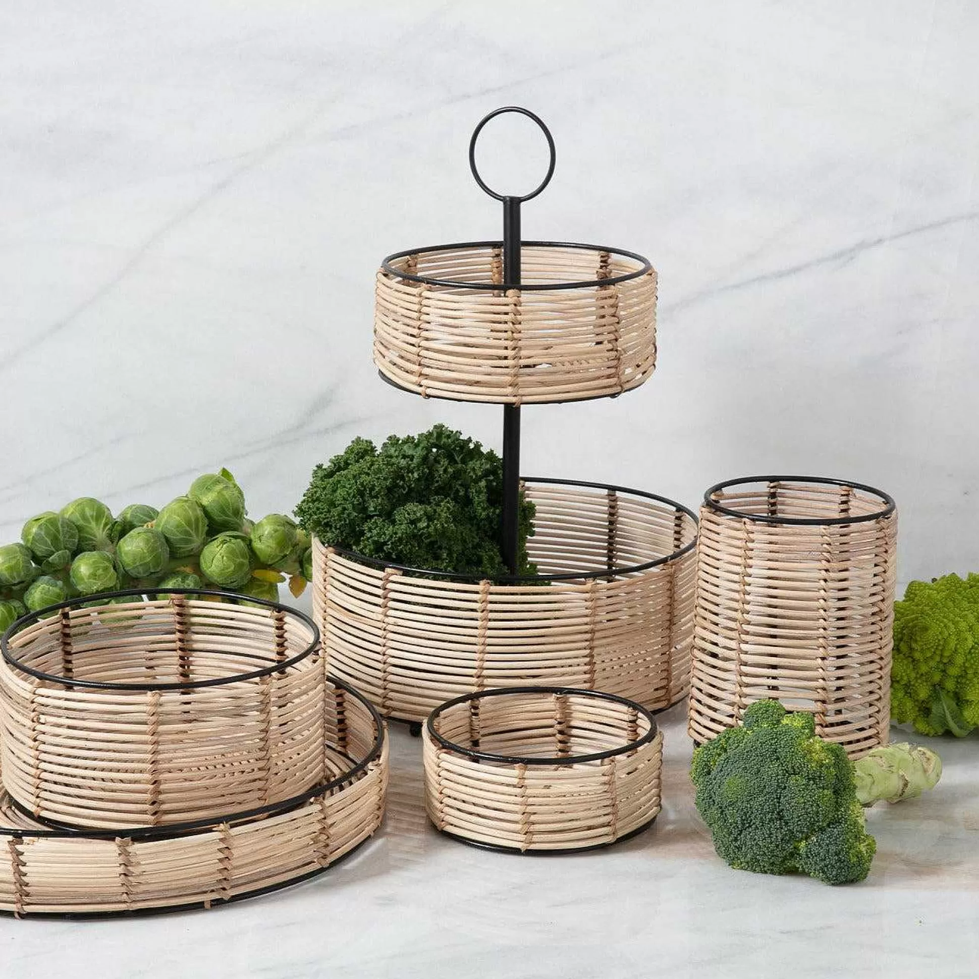 Be Home Food Baskets<Simla Cane Tiered Basket