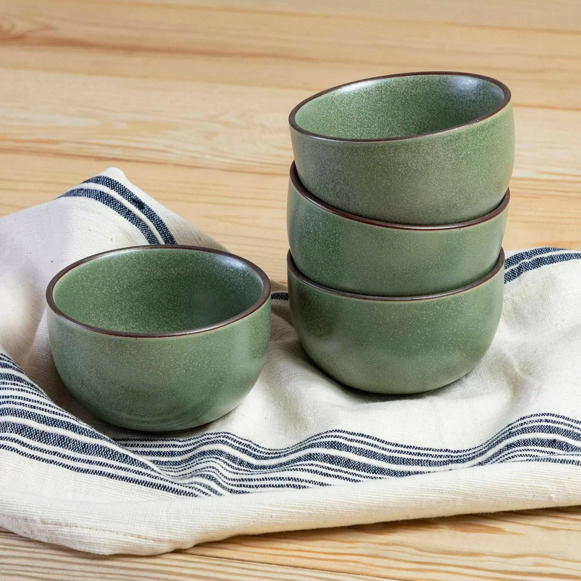 Be Home Stoneware Serving Bowls<Snack Bowl, Green, Small, Set of 4