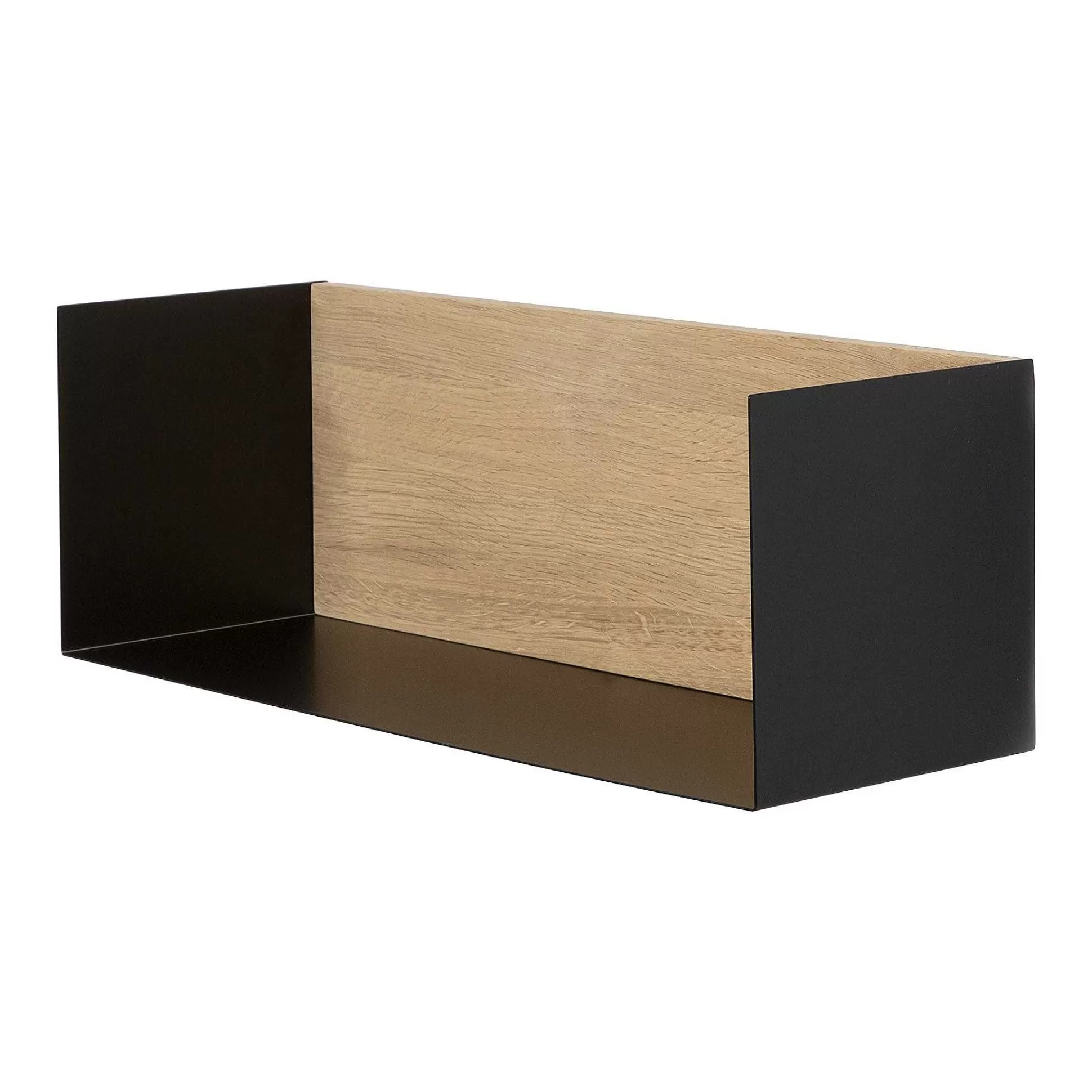 Be Home Shelving<Solid Oak U Shelf with Black Metal, 22"