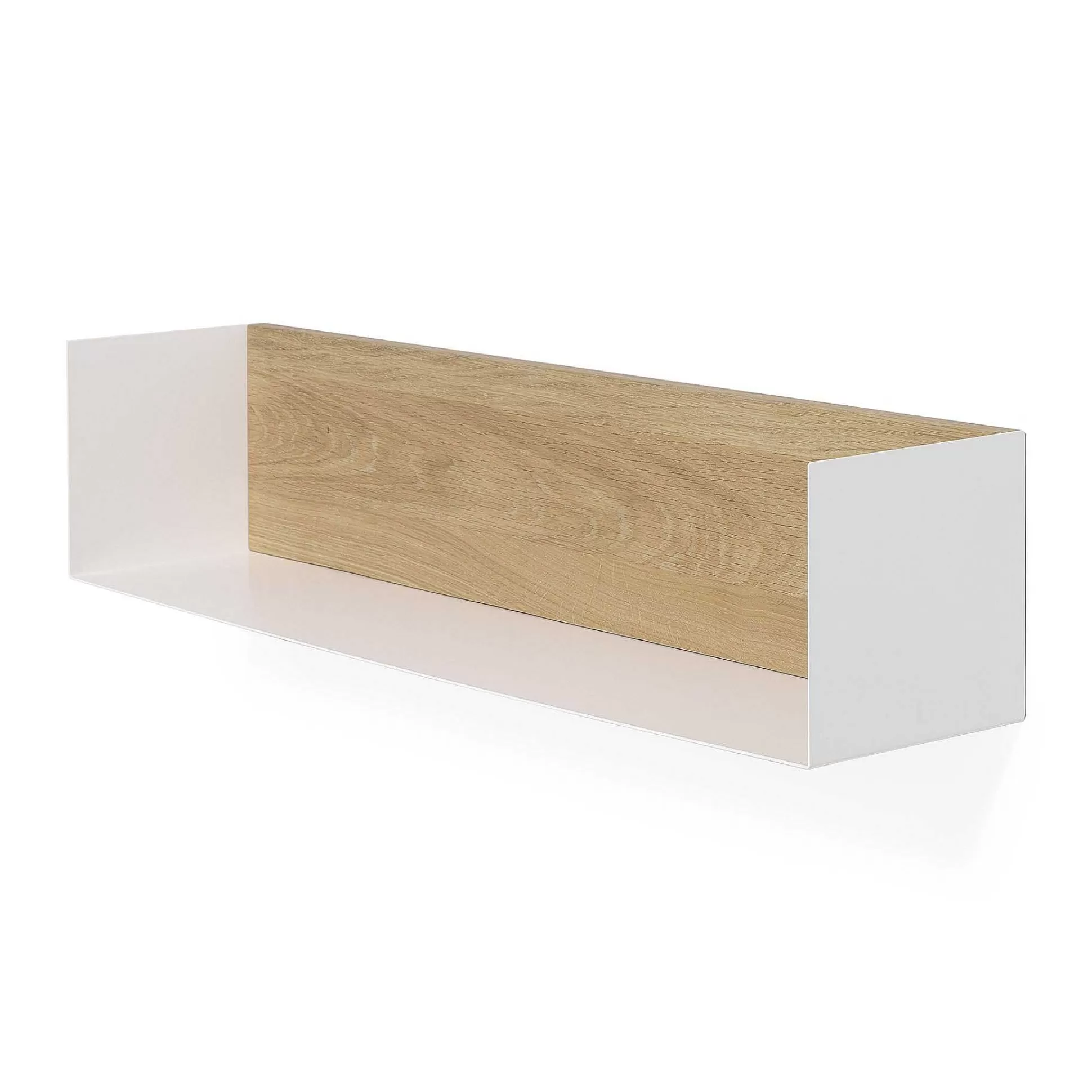 Be Home Shelving<Solid Oak U Shelf with White Metal, 28"