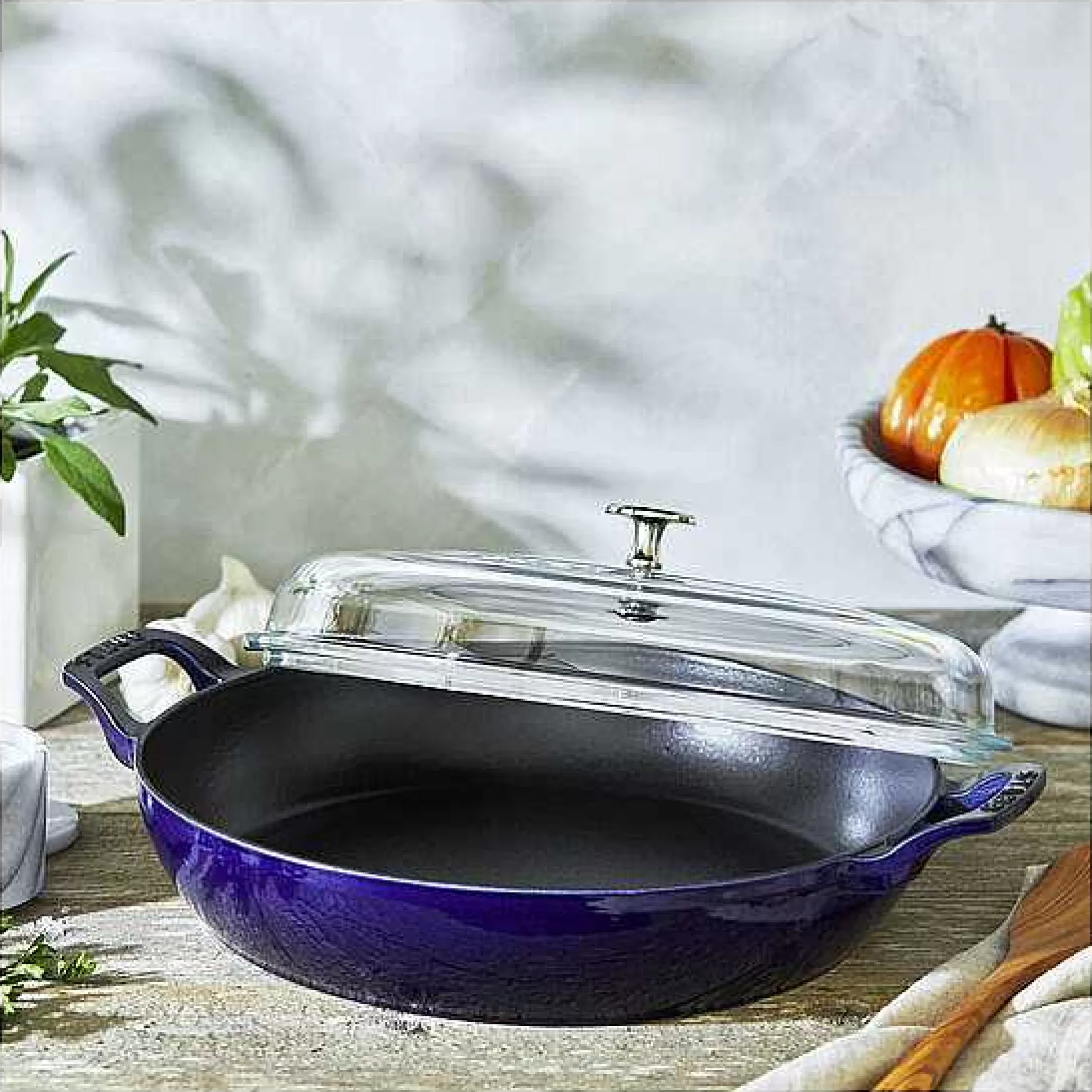 Be Home Let's Cook Sale<Staub 12" Braiser with Glass Lid, 3.5qt, Dark Blue