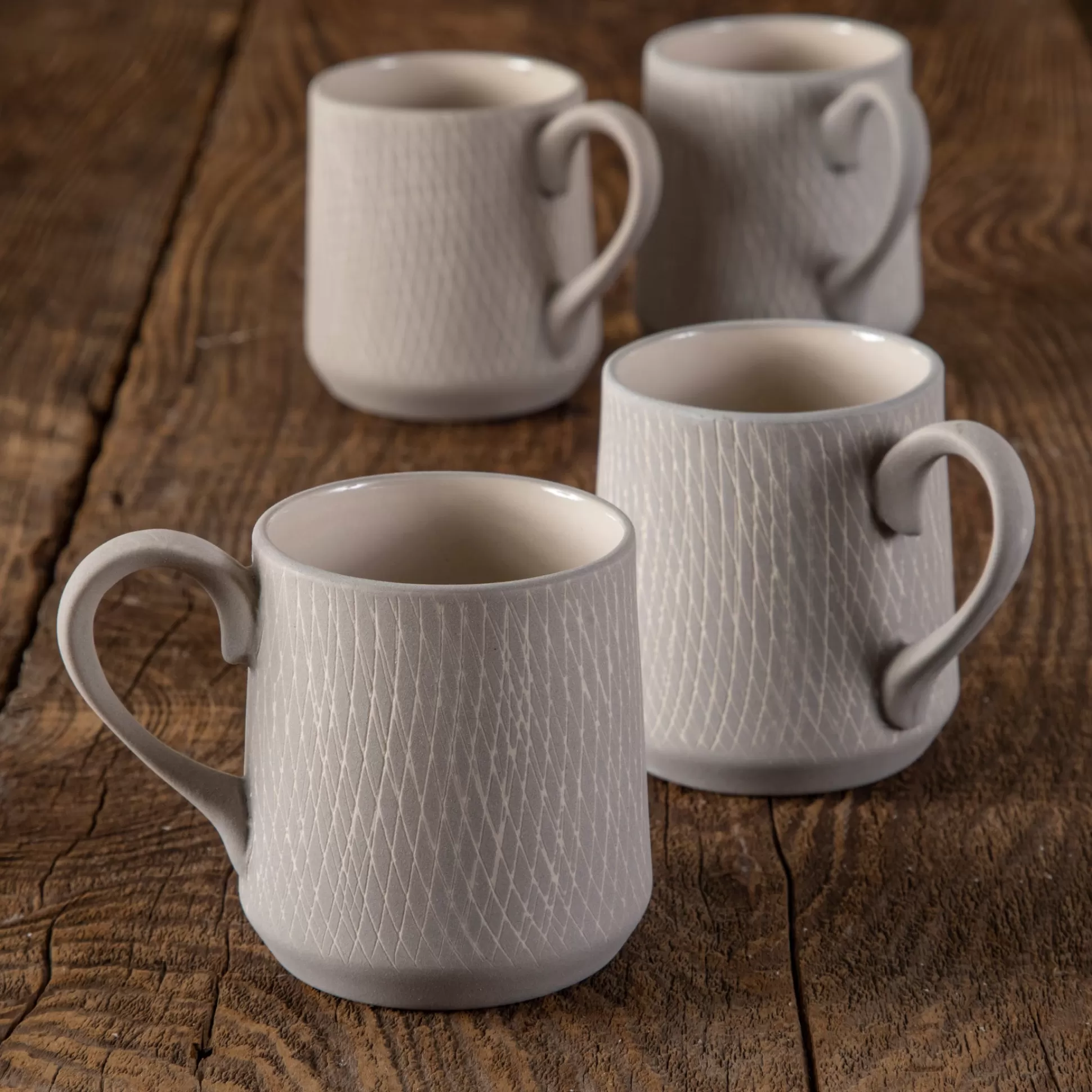 Sterling Crosshatch Espresso Cups, Set of 4^Be Home Fashion