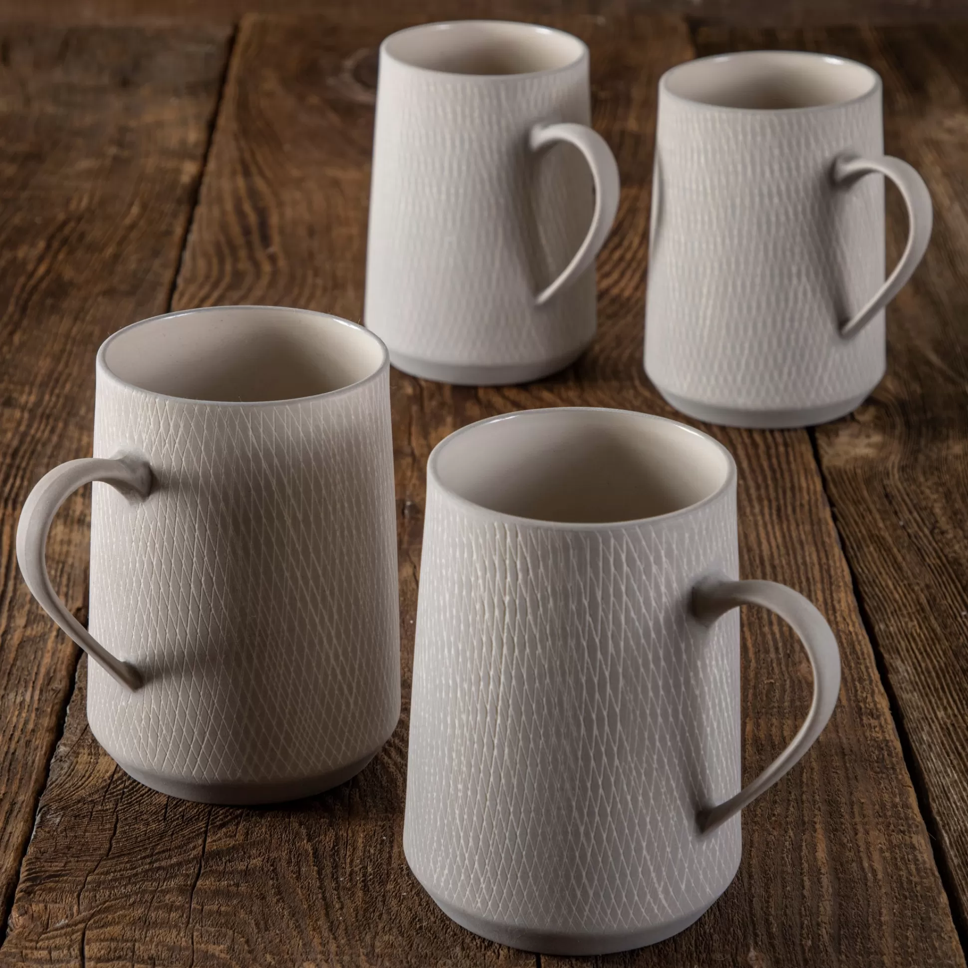 Sterling Crosshatch Mugs, Set of 4^Be Home New