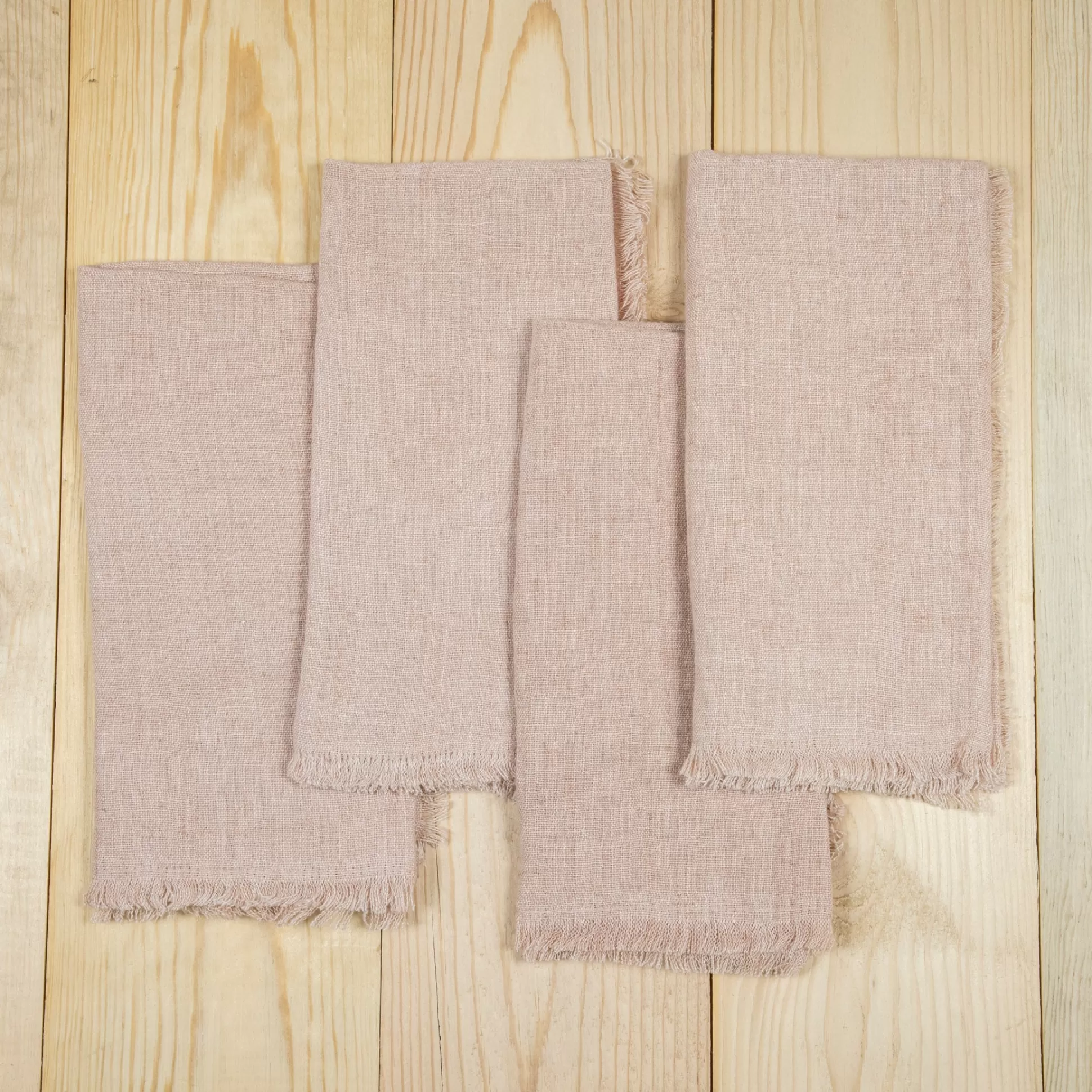 Stone Washed Linen Dinner Napkins, Blush, Set of 4^Be Home Online