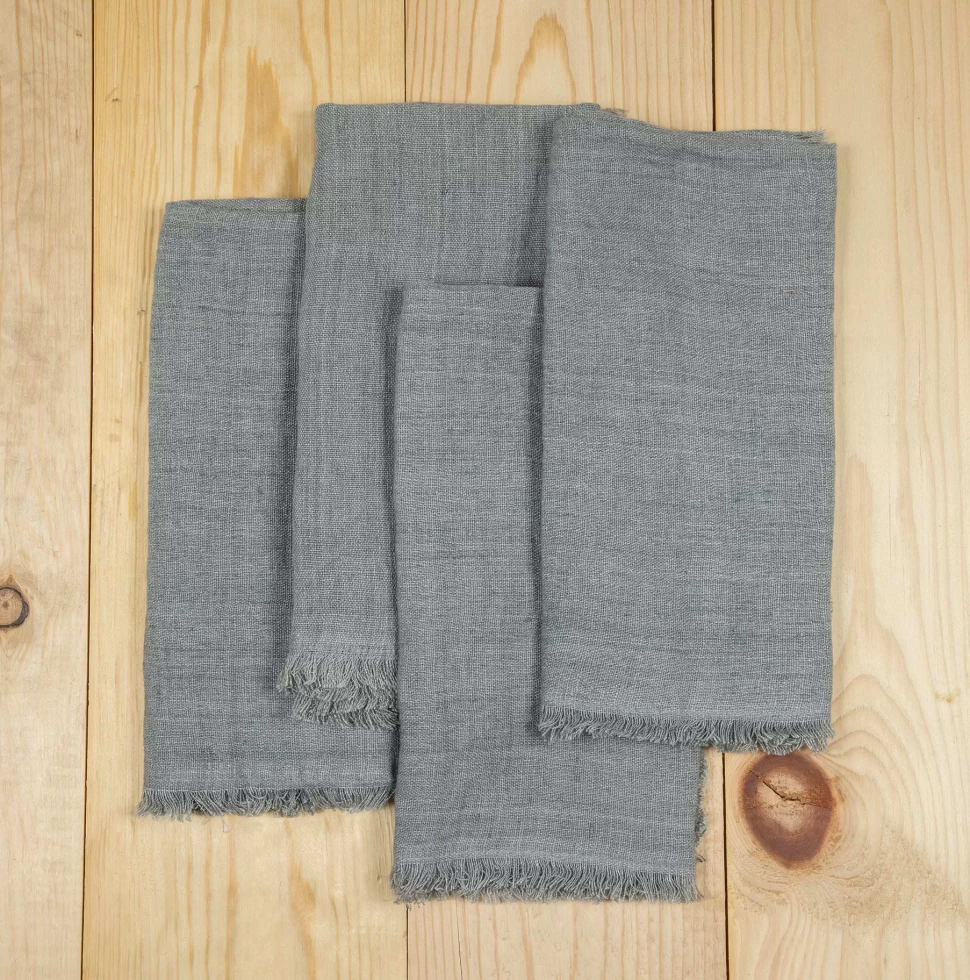 Stone Washed Linen Dinner Napkins, Grey, Set of 4^Be Home Discount