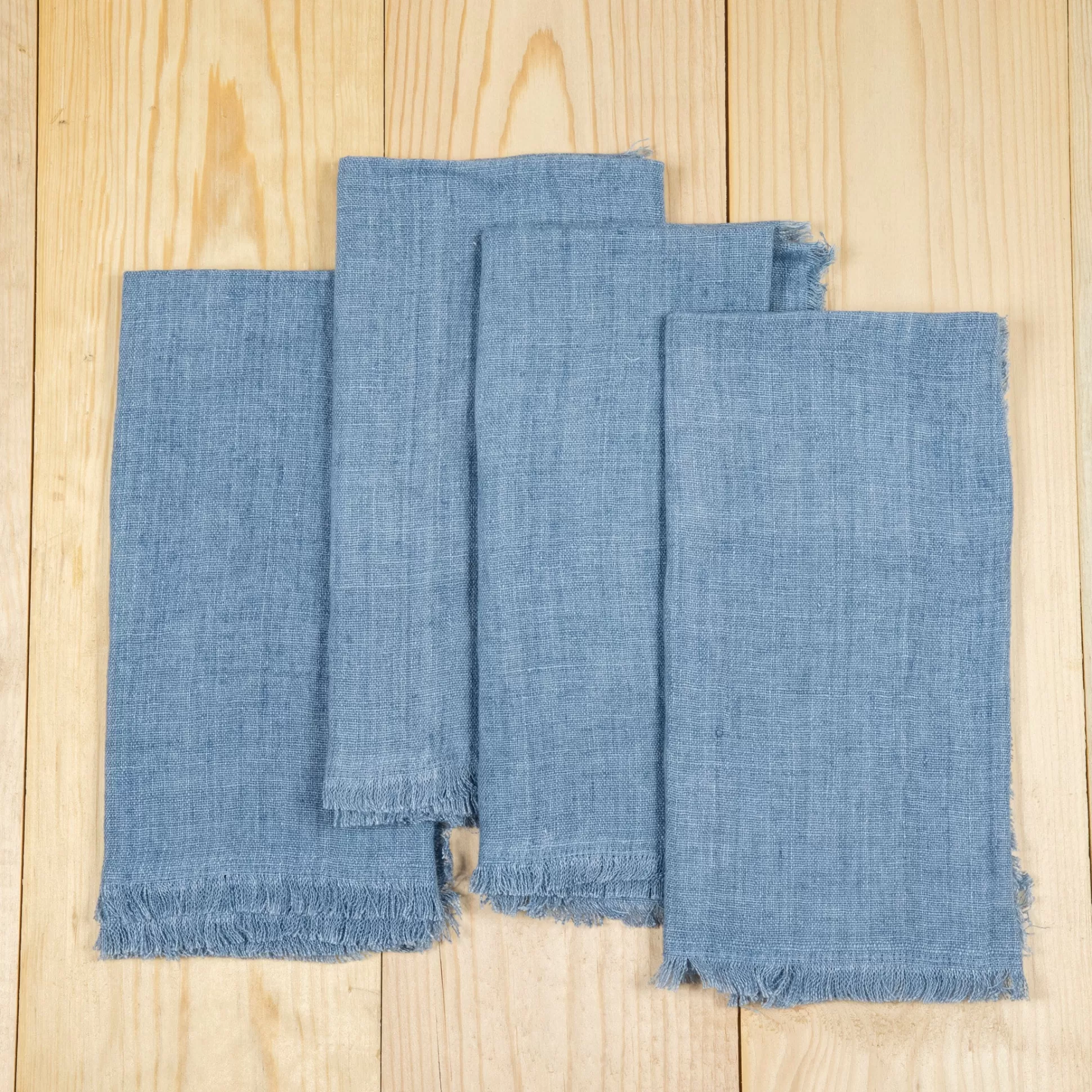 Stone Washed Linen Dinner Napkins, Indigo, Set of 4^Be Home Shop