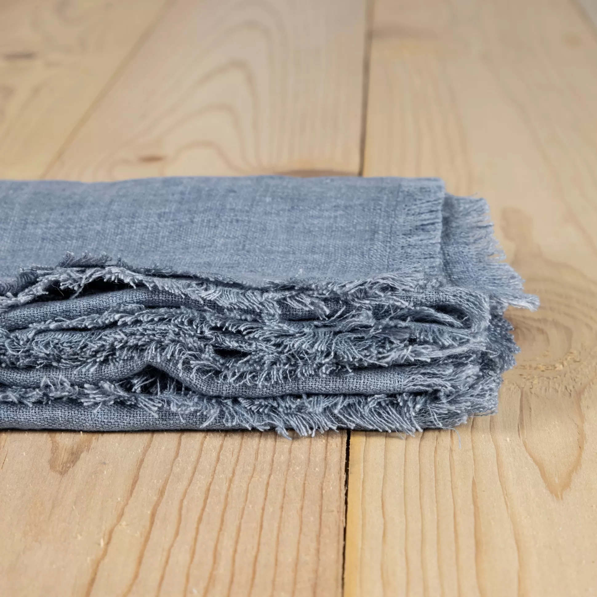 Stone Washed Linen Dinner Napkins, Indigo, Set of 4^Be Home Shop