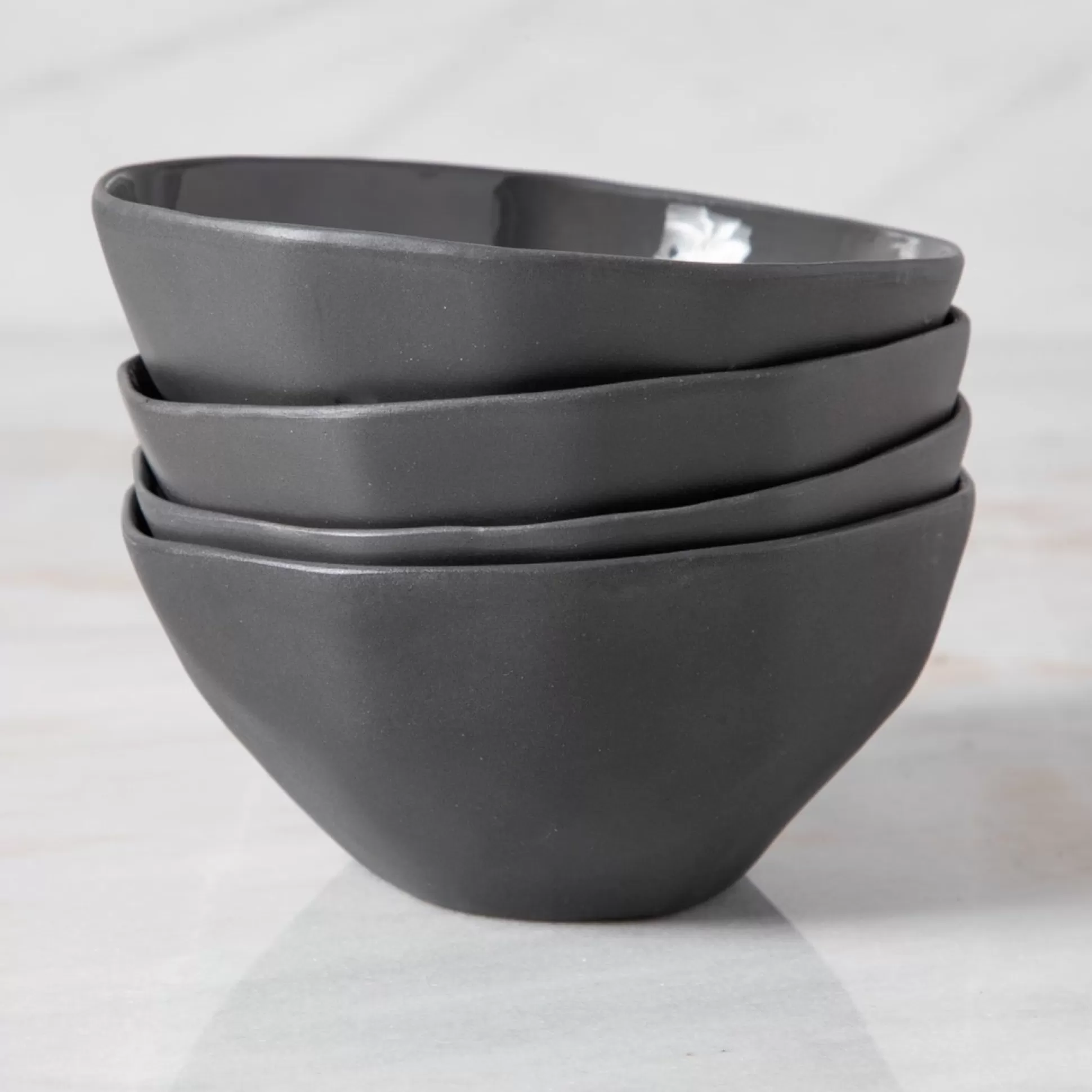 Tam Stoneware Dessert Bowl, Slate, Set of 4^Be Home Fashion