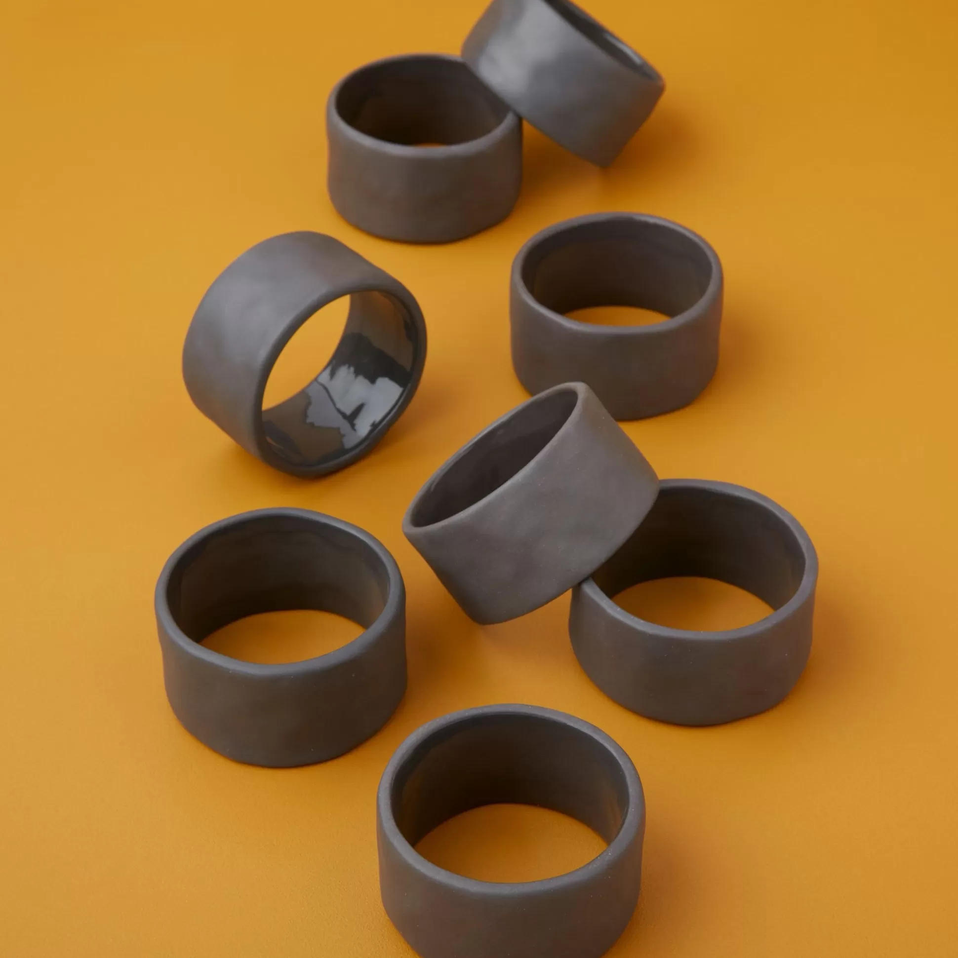 Tam Stoneware Napkin Ring, Slate, Set of 8^Be Home Sale