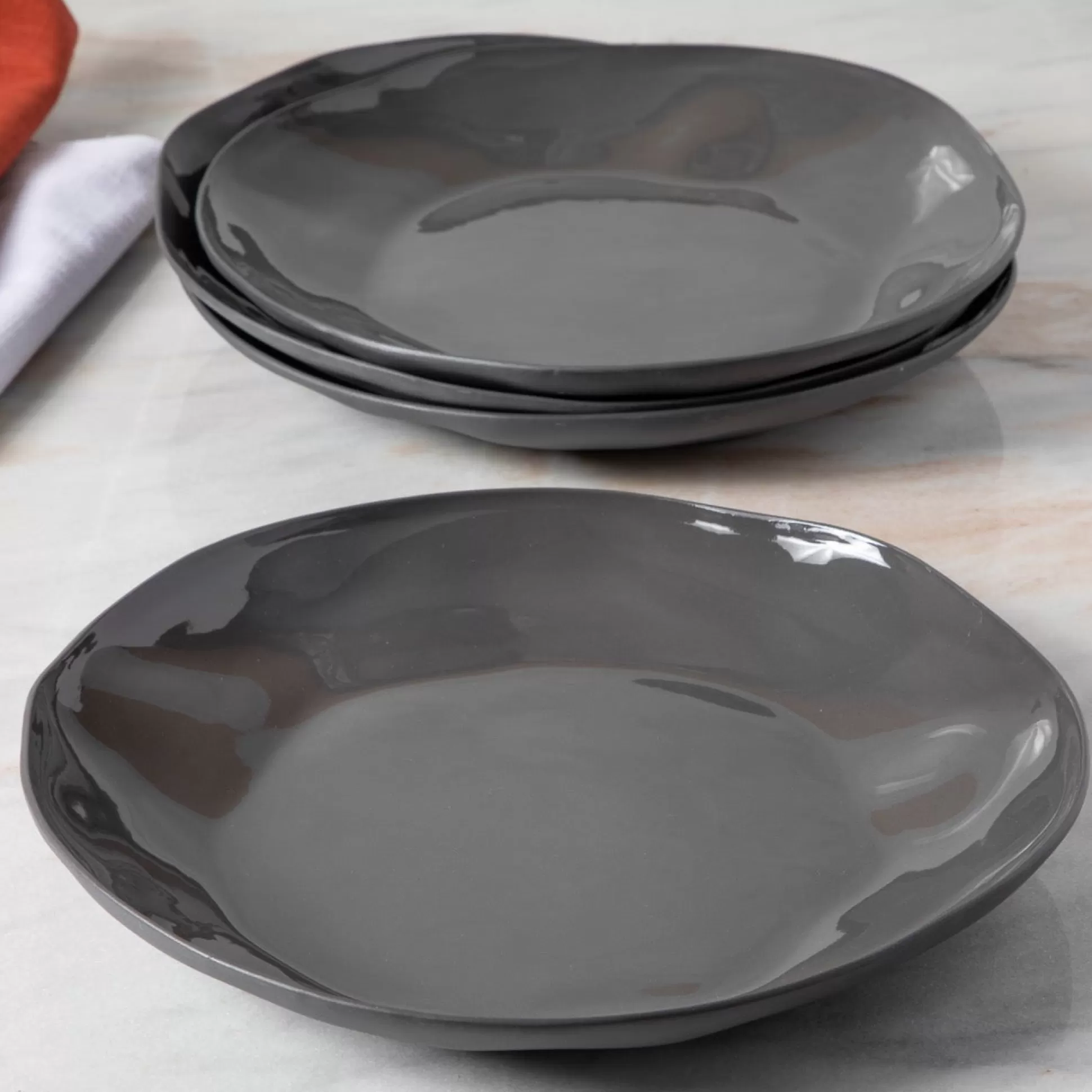 Tam Stoneware Side Plate, Slate, Set of 4^Be Home Shop