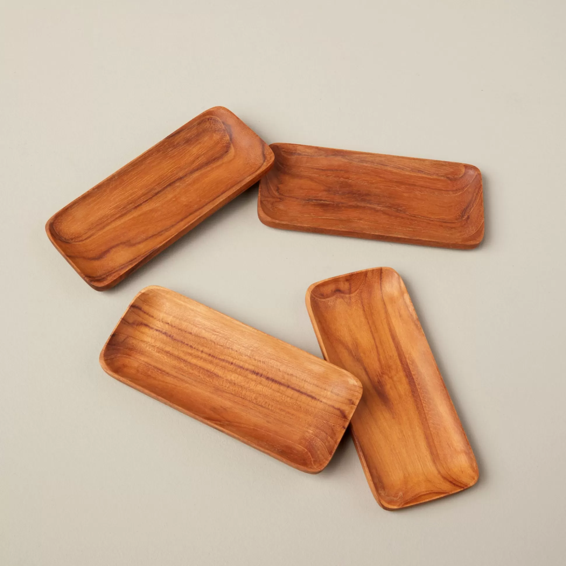 Teak Small Trays, Set of 4^Be Home Online