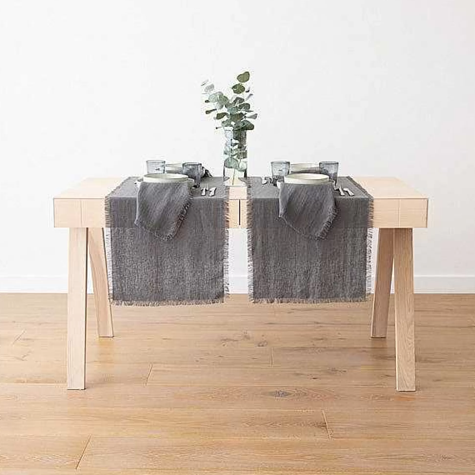 Be Home Table Linens<Terra Fringe Runner, Graphite