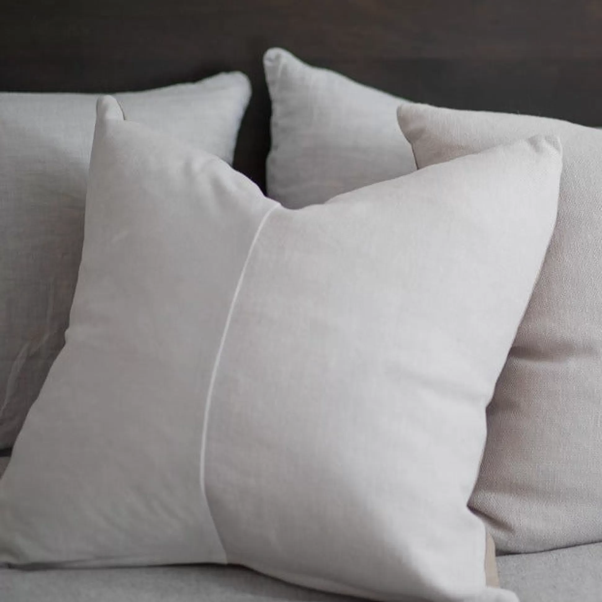 Velvet & Linen Square Pillow, Pearl Grey^Be Home New