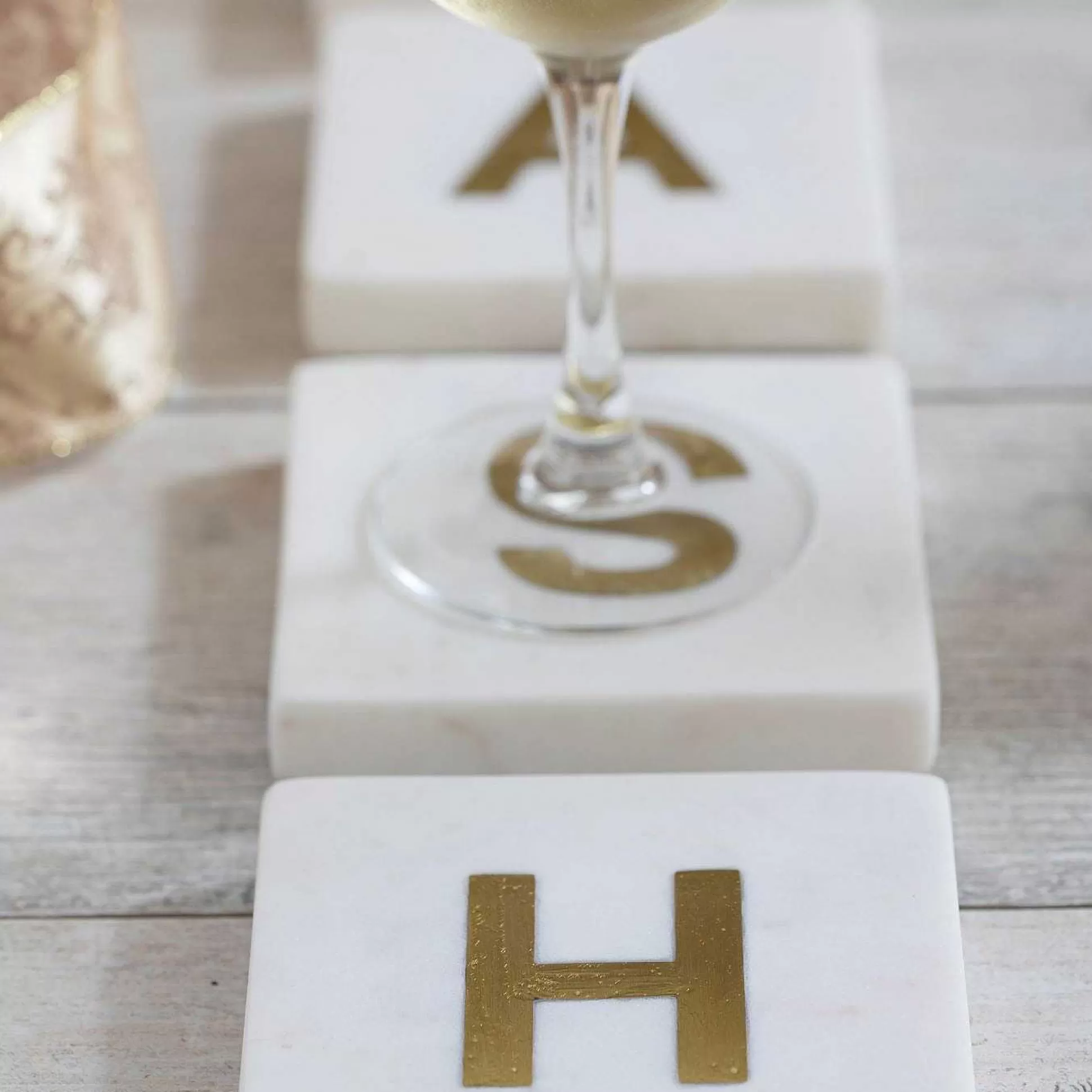 Be Home Coasters<Verona Marble Monogram Coasters Set of 4 - Letter H