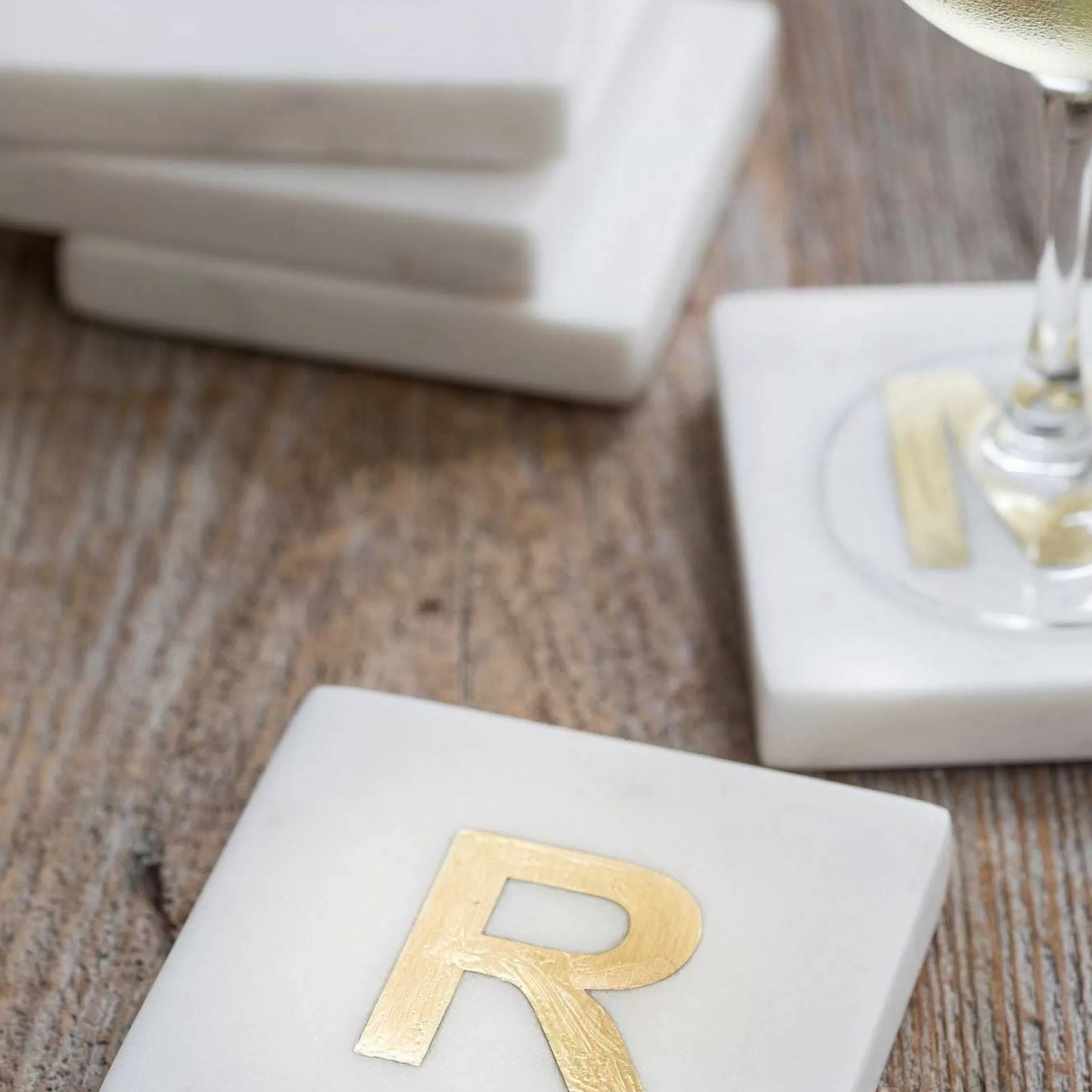 Be Home Coasters<Verona Marble Monogram Coasters Set of 4 - Letter R