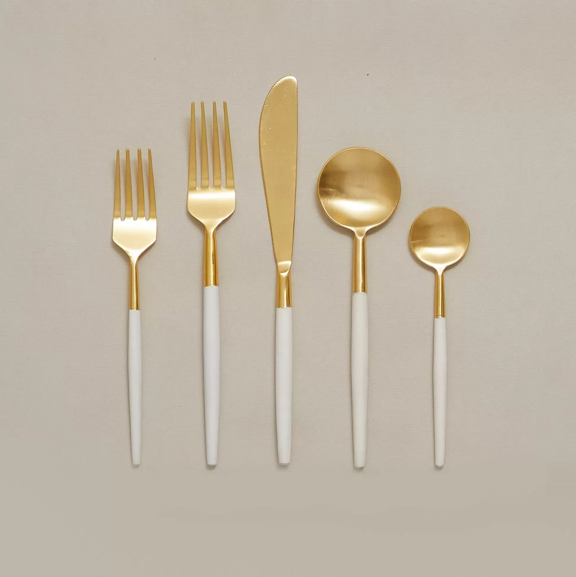 White & Gold Flatware Set^Be Home Cheap