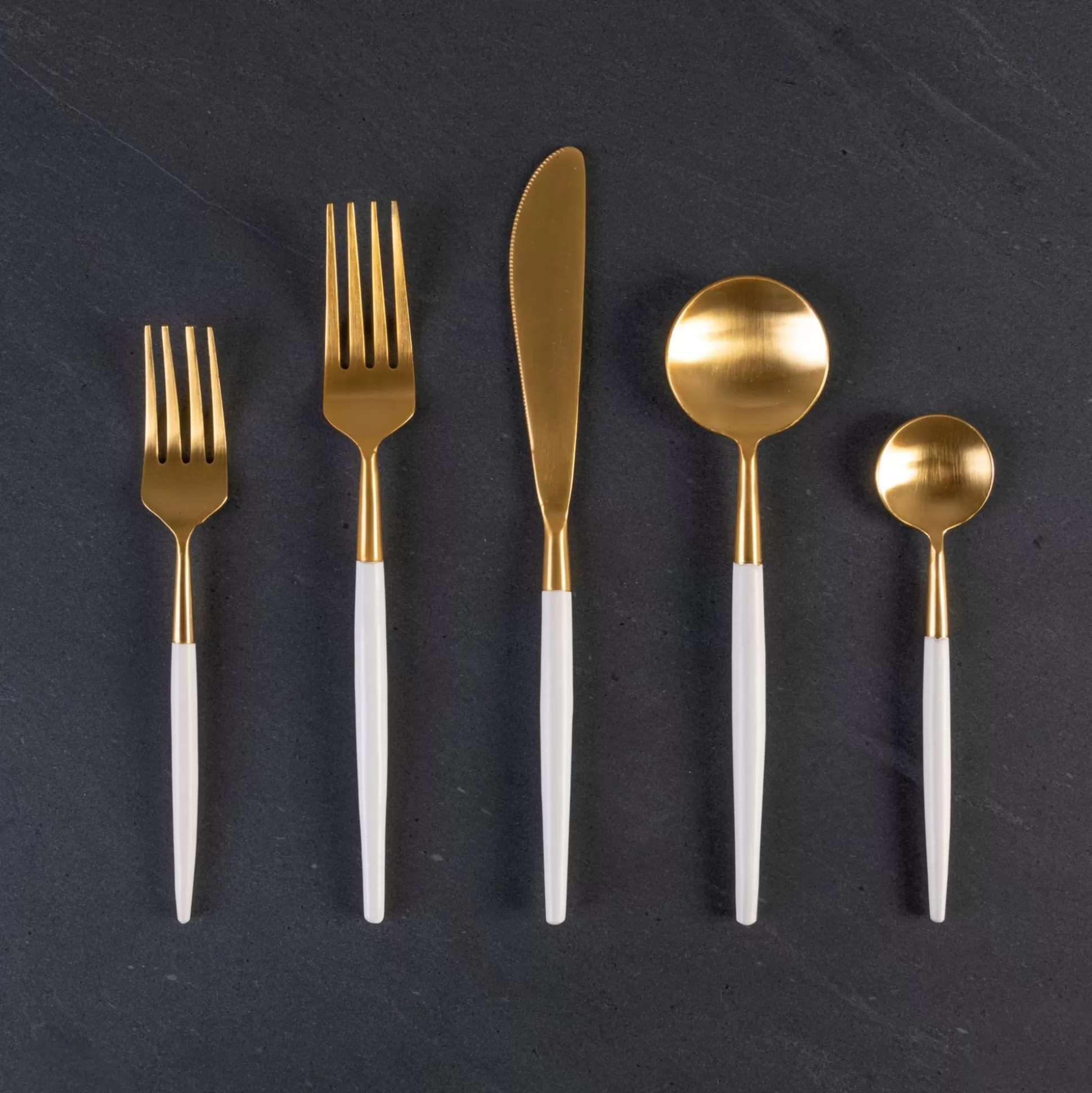 White & Gold Flatware Set^Be Home Cheap