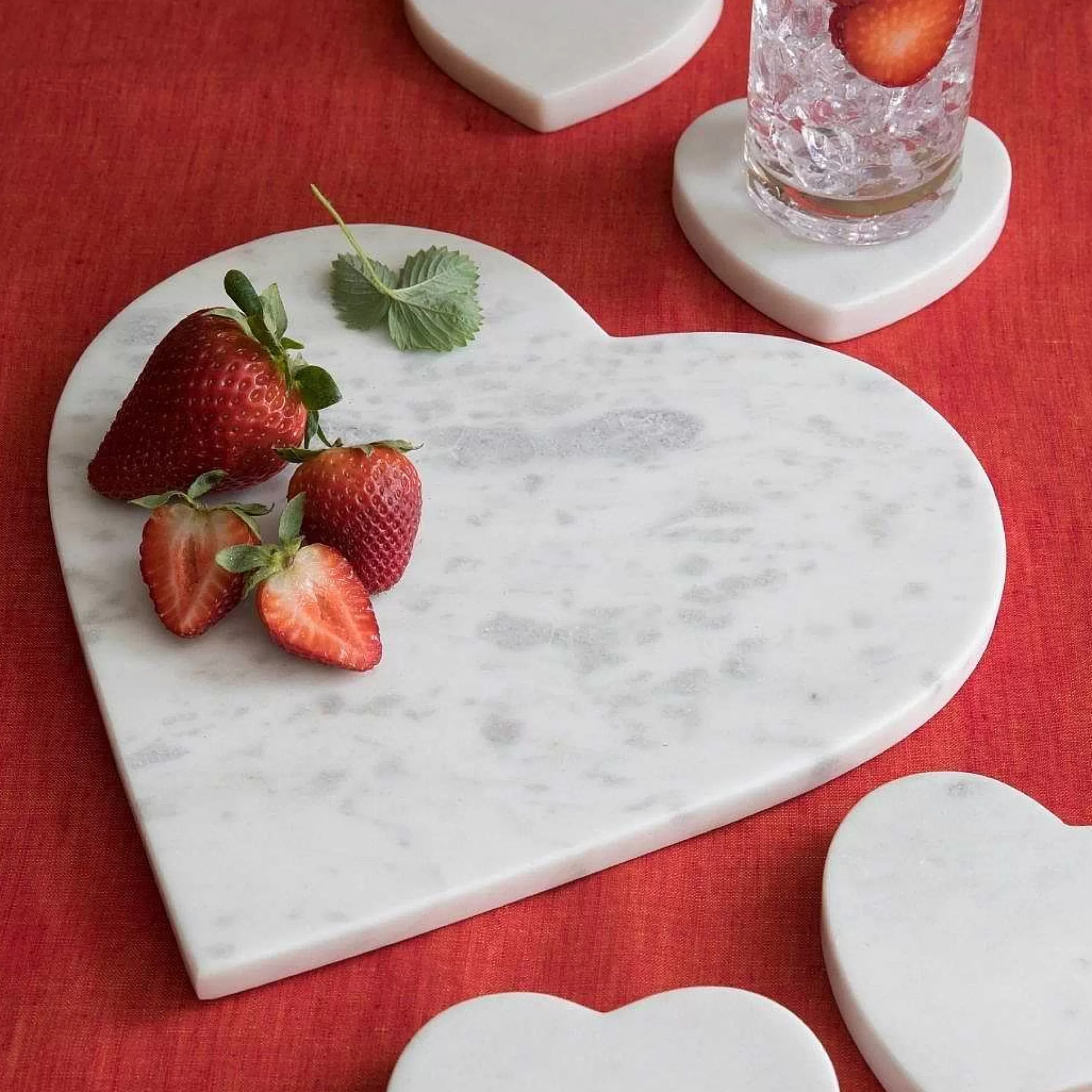 Be Home Coasters<White Marble Heart Coasters, Set of 4