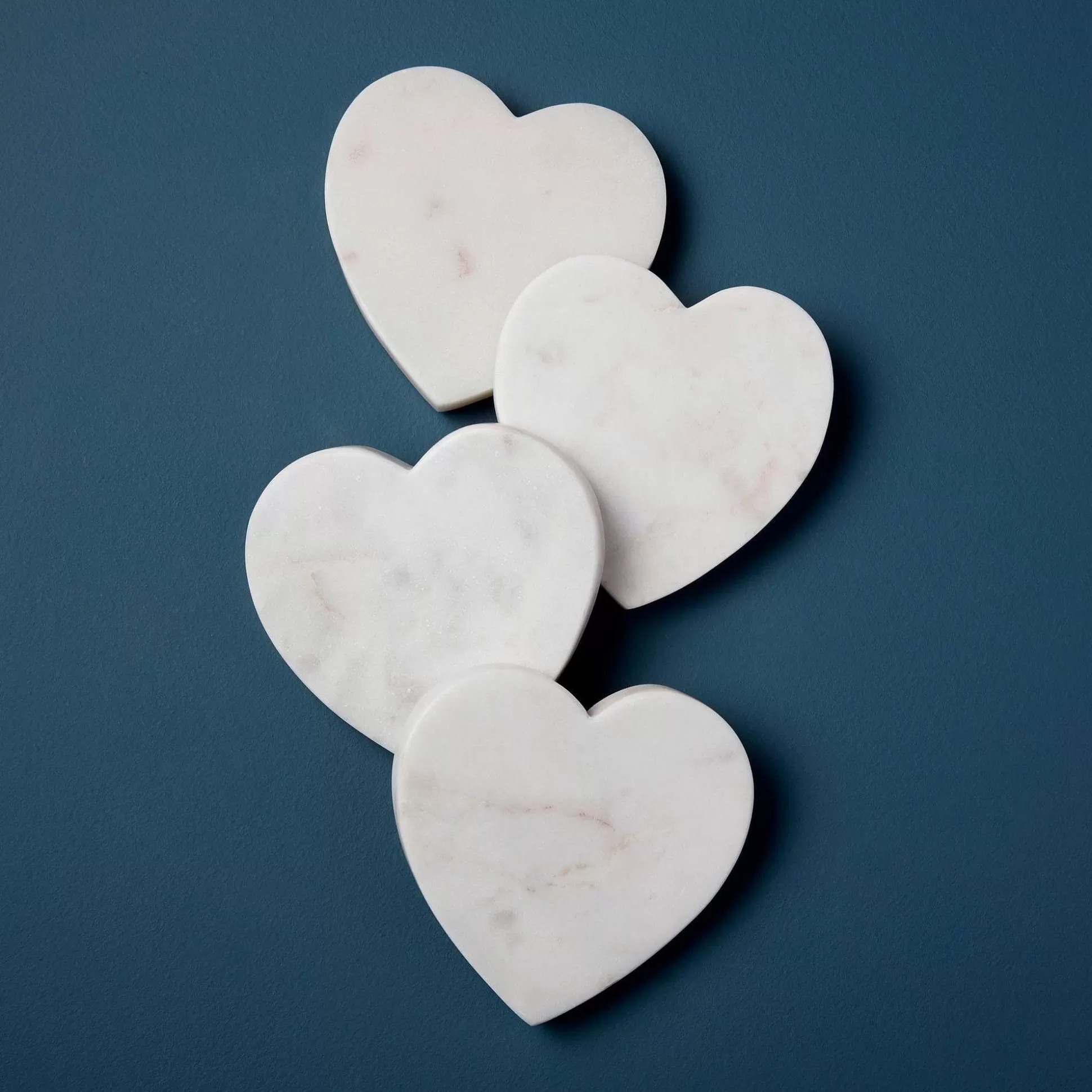 Be Home Coasters<White Marble Heart Coasters, Set of 4