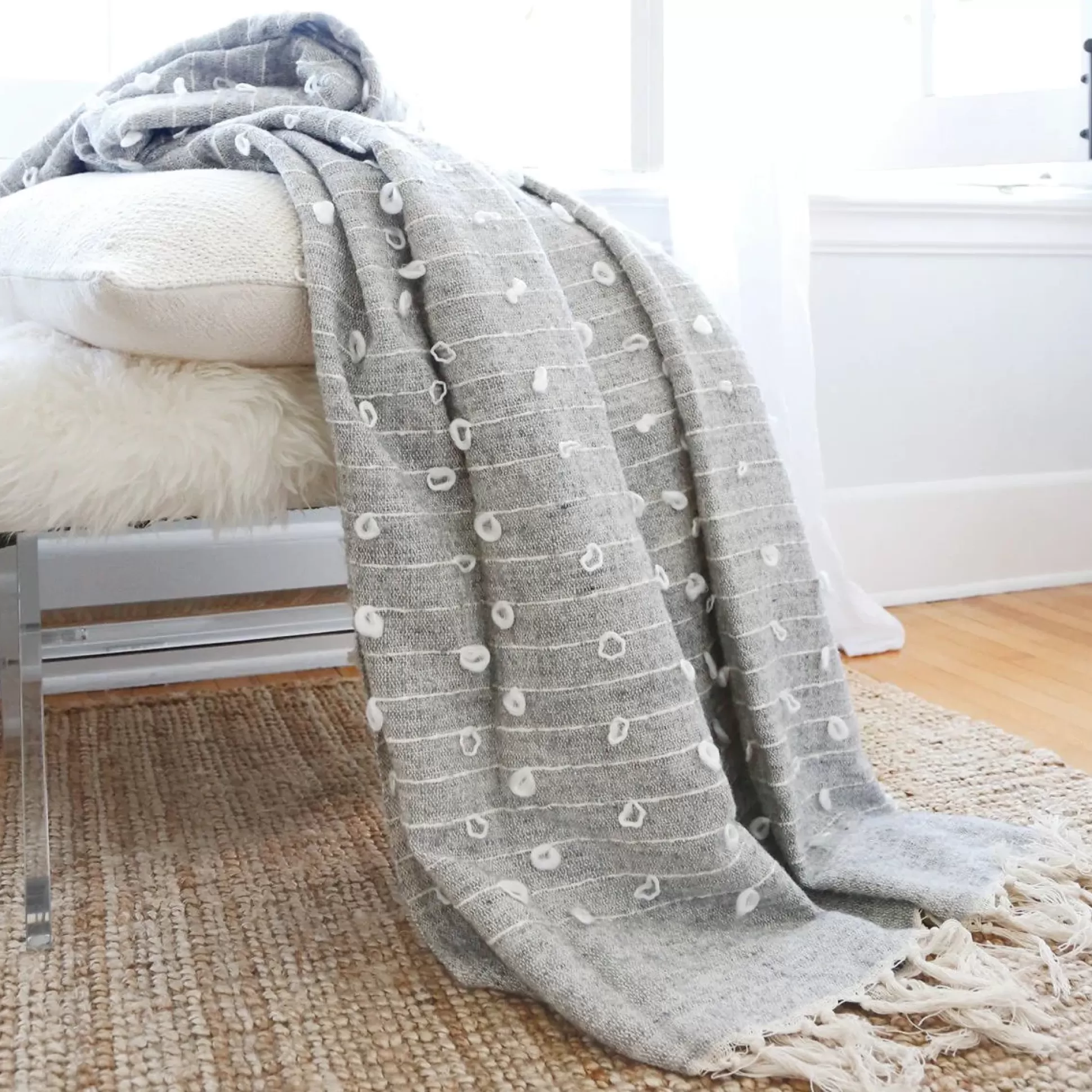 Zaidee Oversized Throw, Grey & Natural^Be Home Cheap