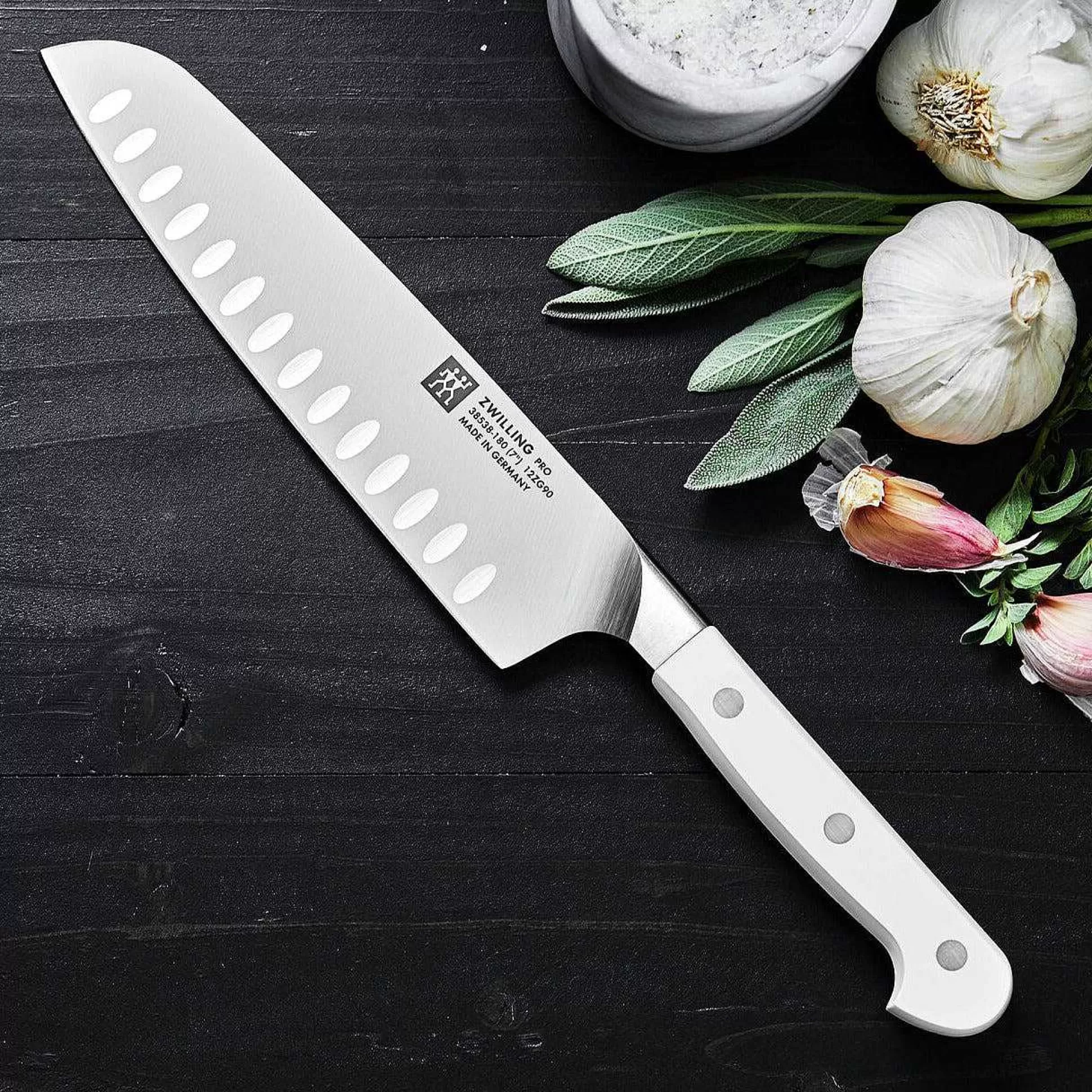 Be Home Individual Knives<Zwilling Pro Le Blanc, 7" Slim Hollow Edge Santoku Knife